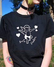 Camiseta con estampado de San Valentín para mujer, playera divertida con estampado de amantes del Cupido, harajuku, estética grunge, 100% de algodón, unisex 2024 - compra barato