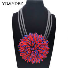 Yd & ydbz colares com pingentes e flores, colar feminino de cor grande com flores vermelhas, correntes de joia estilo gótico de alta qualidade 2024 - compre barato