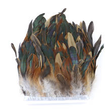 Cinta decorativa de plumas de gallo, accesorio de costura para manualidades, venta al por mayor, 10 metros, Rosa Natural, 13-18CM 2024 - compra barato