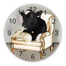 Cow Sitting On Sofa Retro Wall Clock Home Decor Bedroom Silent Oclock Watch Wall Digital Clock Wall Clock Modern Design 2024 - buy cheap