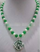 White 7-8 pearl 8mm green jade silver dragon pendant necklace new 2024 - buy cheap