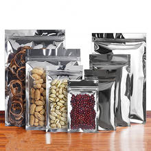 Clear Font Glossy Silver Window Ziplock Bag Resealable Silver Plastic Sugar Candy Coffee Powder Spice Storage Packaging Pouches 2024 - buy cheap