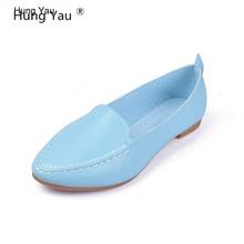 Women Flats Summer Style Casual Solid Pointed Toe Slip-On Soft leather Flat Shoes Soft Comfortable Women Shoes Plus Size 35-40 2024 - buy cheap