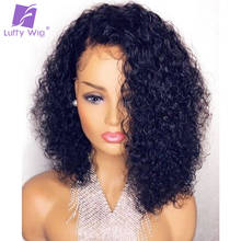 13x4 Curly Bob Lace Front Wig Glueless Preplucked Remy Brazilian Human Hair Wigs Bleached Knots For Women LUFFY 2024 - buy cheap