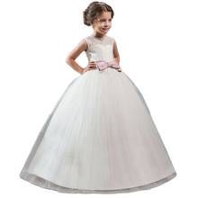 2018 детские белые кружевные вечерние бальные Платья с цветочным принтом для девочек, платья для выпускного вечера, детское свадебное платье принцессы для девочек, От 4 до 15 лет 2024 - купить недорого