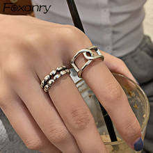 Foxanry anéis de prata esterlina 925, anéis para festa nova moda criativa corda cruzada geométrica tailandesa joias presentes para mulheres 2024 - compre barato
