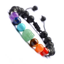 Pulseira de pedra natural com 7 chakras, bracelete para mulheres e homens, pulseira de cabeça de buda, joia energética para ioga 2024 - compre barato