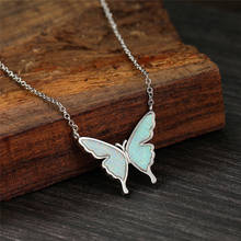 Boho Female White Opal Pendant Necklace Classic Silver Color Chain Necklaces For Women Vintage Animal Butterfly Wedding Necklace 2024 - buy cheap