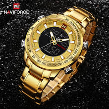 NAVIFORCE мужские часы золотые часы мужские s цифровой светодиодный спортивные наручные часы Мужские кварцевые двойной дисплей водонепроницаемые часы Relogio Masculino 2024 - купить недорого