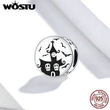 Wostu 925 Sterling Silver Original Charm Ghost Castle CZ Oxidized platinum  for Brand Jewelry Make for women Girl SCC1615 2024 - buy cheap