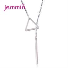Woman Necklaces 100% Pure 925 Sterling Silver Long Style Sweater Chain Round Circle and Triangle Simple Metal Female Jewelry 2024 - buy cheap