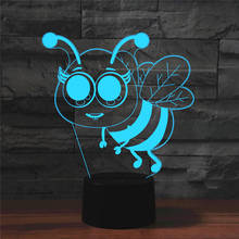 Lâmpada 3d de desenho animado, abelha, usb, interruptor por toque, luz noturna led, quarto, além de lâmpada de mesa, decoração de casa, presente de natal para crianças 2024 - compre barato