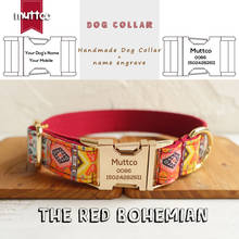 MUTTCO-collar de perro blando y resistente, con nombre personalizado antipérdida, bohemio, rojo, 5 tamaños, UDC055J 2024 - compra barato