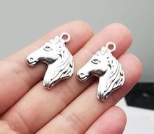 Abalorios de cabeza de caballo chapados en plata antigua, suministros de bricolaje, accesorios de joyería, 28x22mm, 15 unids/lote 2024 - compra barato