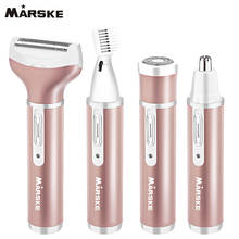 Melhor vender! 4 em 1 mulheres depilador elétrico feminino recarregável biquíni trimmer corpo portátil depilação facial barbeador conjunto 2024 - compre barato