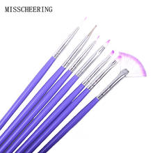 New 7 pcs / set Purple Nail Art Brushes Pen DIY Nail Polish Drawing Painting Hair Combs Set UV Gel Design Manicure Tools 2024 - buy cheap