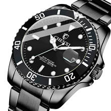 Chenxi relógio de pulso de aço inox masculino, relógio preto esportivo luxuoso casual de quartzo à prova d'água e luminoso 2024 - compre barato