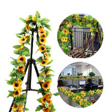 Girassol artificial amarelo, flores, videira, casamento, arco floral, decoração de parede, rosas, flores, cordão, 2.5m de comprimento 2024 - compre barato