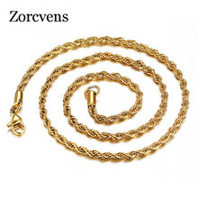 KOtik 2022 New Fashion 45-60cm Twist Necklace Stainless Steel Rope Chain 3mm Gold-color DIY Pendant Free Shipping 2024 - buy cheap