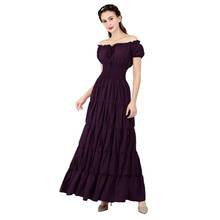 Women Renaissance Medieval Costume Sexy Off-Shoulder Short Sleeves Smocked Waist Pleated Long Dress Boho Retro Dress Plus Size 2024 - buy cheap