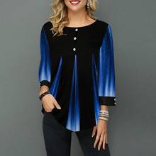 Elegant Women Vintage Stripe Print O-neck T-shirt Top Three Quarter Sleeve Casual Loose Plus Size Pullover Tee Streetwear Female 2024 - buy cheap