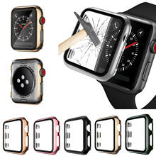 Capa revestida para apple watch, película de vidro temperado protetora de 44mm 42mm 40mm 48mm, capa completa para iwatch series 5 4 3 2 2024 - compre barato