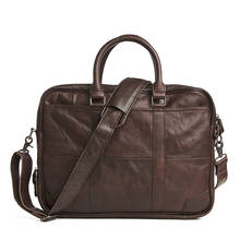 Кожаный портфель для ноутбука, сумка 15,6 дюймов для мужчин, компьютер и планшет, сумка на плечо, Ретро стиль, для путешествий, большая, деловая сумка, чехол для переноски 2024 - купить недорого