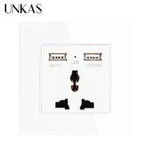 UNKAS-toma de corriente de pared estándar UK, toma de corriente de 3 orificios con puerto de cargador de doble toma USB de 2100mA para móvil 2024 - compra barato
