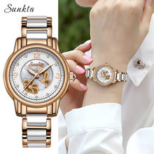 SUNKTA Rhinestone Rose Gold Top Brand Luxury Watches Women Sport Waterproof Watch Fashion Casual Clock Women Watch Zegarek Damsk 2024 - compre barato