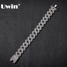 UWIN 20mm Miami Prong Cuban Link Bracelet 3 Row Full Iced Out Rhinestones 7inch 8inch Bracelet Mens Hiphop Jewelry 2024 - buy cheap