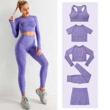Seamless Yoga Set Fitness Women Workout Sportswear Gym Clothing Sport Leggings Yoga Shirts Long Sleeve Crop Top Sports Suits 2024 - buy cheap