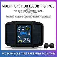 Sistema de monitoramento de pressão de pneus de motocicleta tpms, energia solar, 2 sensores externos, tempo real, exibição de temperatura de pressão 2024 - compre barato