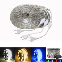 220V LED Strip Light Waterproof RGB Strip Led Ribbon 5050 Led Tape 220 Flexible Led Strip 220v 60Leds/M Lighting with EU Plug 2024 - купить недорого