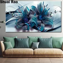 Pintura de diamante lírio azul, quadrado, produto em ponto cruz, conjunto de mosaico, natureza morta, 5d, pintura de flores bordadas 2024 - compre barato