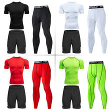 Men's Running Set Gym Long Sleeve T-shirt Pants Rashguard Tight Sport Set Men Compression Shirts Fitness Bodybuilding Clothing 2024 - buy cheap