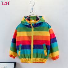 LZH-chaqueta con capucha a rayas de arcoíris para niños y niñas, ropa informal a juego, rompevientos, Otoño, 2021 2024 - compra barato