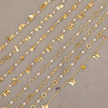 Haosaw acessórios para joias, joias feitas à mão, imitação de pérola, pulseira, colar, corrente de cobre, componentes de joias 2024 - compre barato