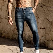 Casual calças masculinas calças de brim moda lavado calças de brim hip hop streetwear fino ajuste estiramento biker jeans masculino lápis denim 2024 - compre barato