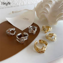 Anel feminino francês hangzhi, anel com textura de folha de lava, design de luxo irregular, nicho com índice de 2020 2024 - compre barato