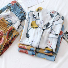 Fdfula pijama feminino fofo, roupa de dormir para mulheres, em algodão, com estampa floral, para primavera e outono 2024 - compre barato