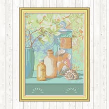 Conch and Bottle Wall Home Decor Patterns Kits Cotton Thread Embroidery Needlework Sets DIY Needlework Crafts Cross Stitch Kits 2024 - buy cheap