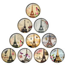 Gemas de cristal con patrón de la Torre Eiffel, cabujón redondo para joyería artesanal, 10mm, 12mm, 14mm, 16mm, 18mm, 20mm, 25mm, H077-H084, 24 unids/lote 2024 - compra barato