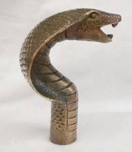 Copper Statue Chinese Old Bronze Hand Carved Cobra Statue Cane Walking Stick Head fast shipping 2024 - buy cheap
