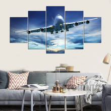 Home Decor Canvas Print Painting 5 Pieces Vintage Aircraft Pictures Wall Art Modular Living Room Retro Airplane Jet Plane Poster 2024 - buy cheap