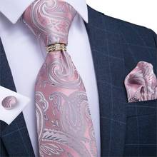 Gravata de pescoço masculina com design de caxemira, gravata de casamento para homens, conjunto de gravatas de seda com lenços e abotoaduras, produto para negócios 2024 - compre barato