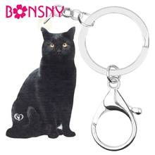 Bonsny chaveiro de acrílico bombay, chaveiro longo de gato com animais gatinhos, joias para mulheres e crianças, presente, acessórios de bolsa 2024 - compre barato