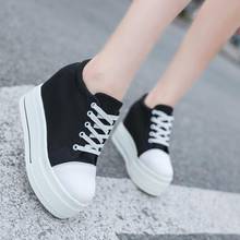 SWYIVY Women Shoes White Sneakers Platform Canva Vulcanize Wedges Shoes 2020 Autumn New Student Black Sneakers Chunky Shoes 2024 - buy cheap