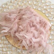 1meter Natural Leather Pink Color Turkey Feather Trims Ribbon Wedding Dress Decoration Sewing Crafts Wholesale 2024 - buy cheap