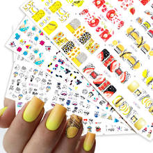 12 Designs Coloful Abstract Image Nail Sticker Summer Fruit Ice Cream Animal Line Girl Water Decals Transfer Slider Decorations 2024 - buy cheap