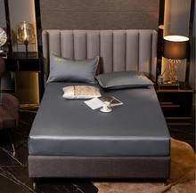 Capa de colchão de algodão capa de cama fronhas rei rainha tamanho cinza macio lençol com elástico cor sólida colcha 2024 - compre barato